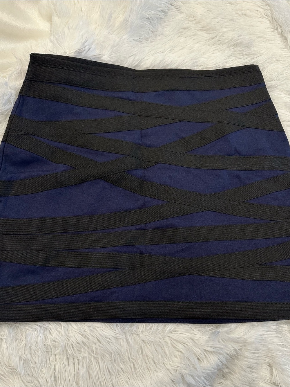 💙🖤 Express Navy Blue & Black Bandage Mini Skirt Size Medium Bodycon Stretch